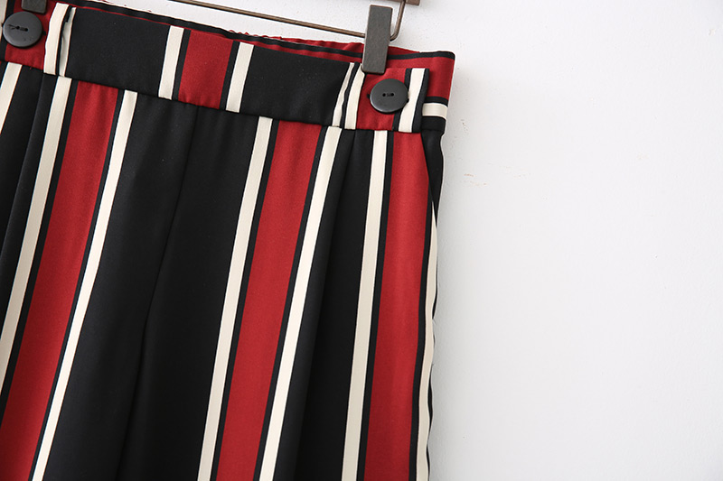 Fashion Red+black Stripe Pattern Decorated Trousers,Pants