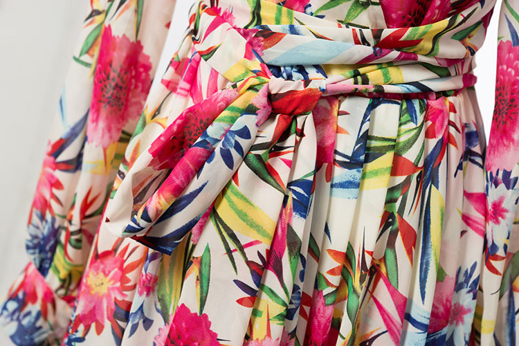Fashion Multi-color Flower Pattern Decorated Dress,Long Dress