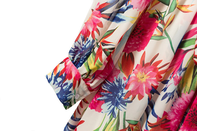 Fashion Multi-color Flower Pattern Decorated Dress,Long Dress