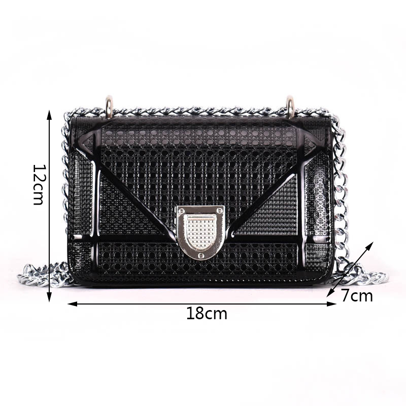 Fashion Black Square Shape Design Pure Color Shoulder Bag,Shoulder bags