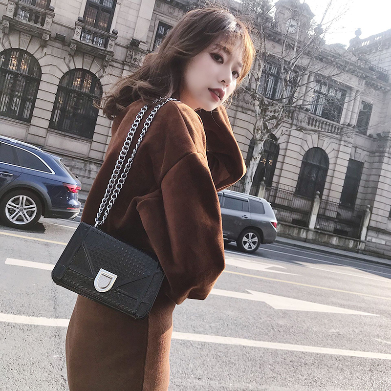 Fashion Black Square Shape Design Pure Color Shoulder Bag,Shoulder bags