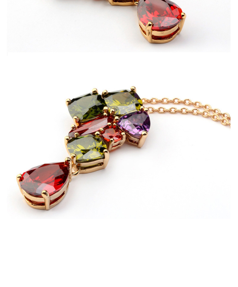Fashion Champagne Geometric Shape Diamond Decorated Necklace,Pendants