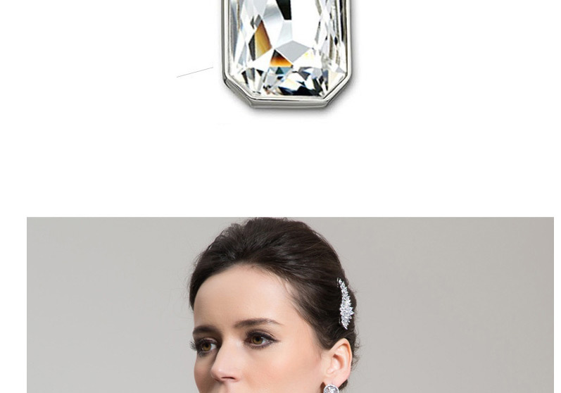 Fashion Silver Color Square Shape Diamond Decorated Necklace,Pendants