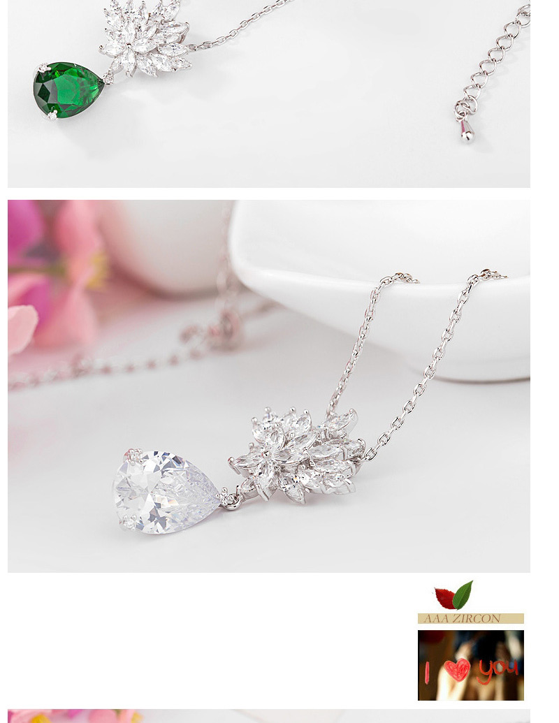 Fashion Green Flower Shape Pendant Decorated Necklace,Pendants