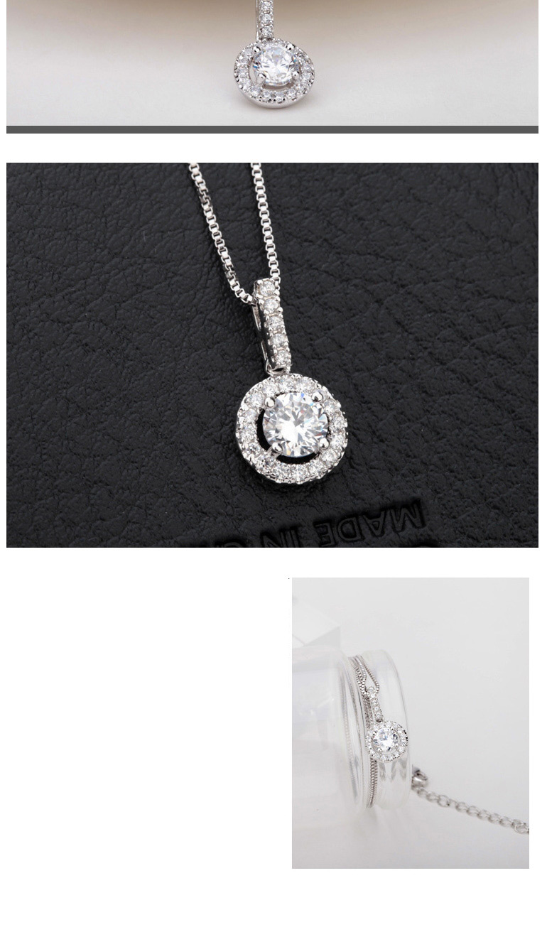 Fashion White Full Diamond Decorated Pure Color Necklace,Pendants