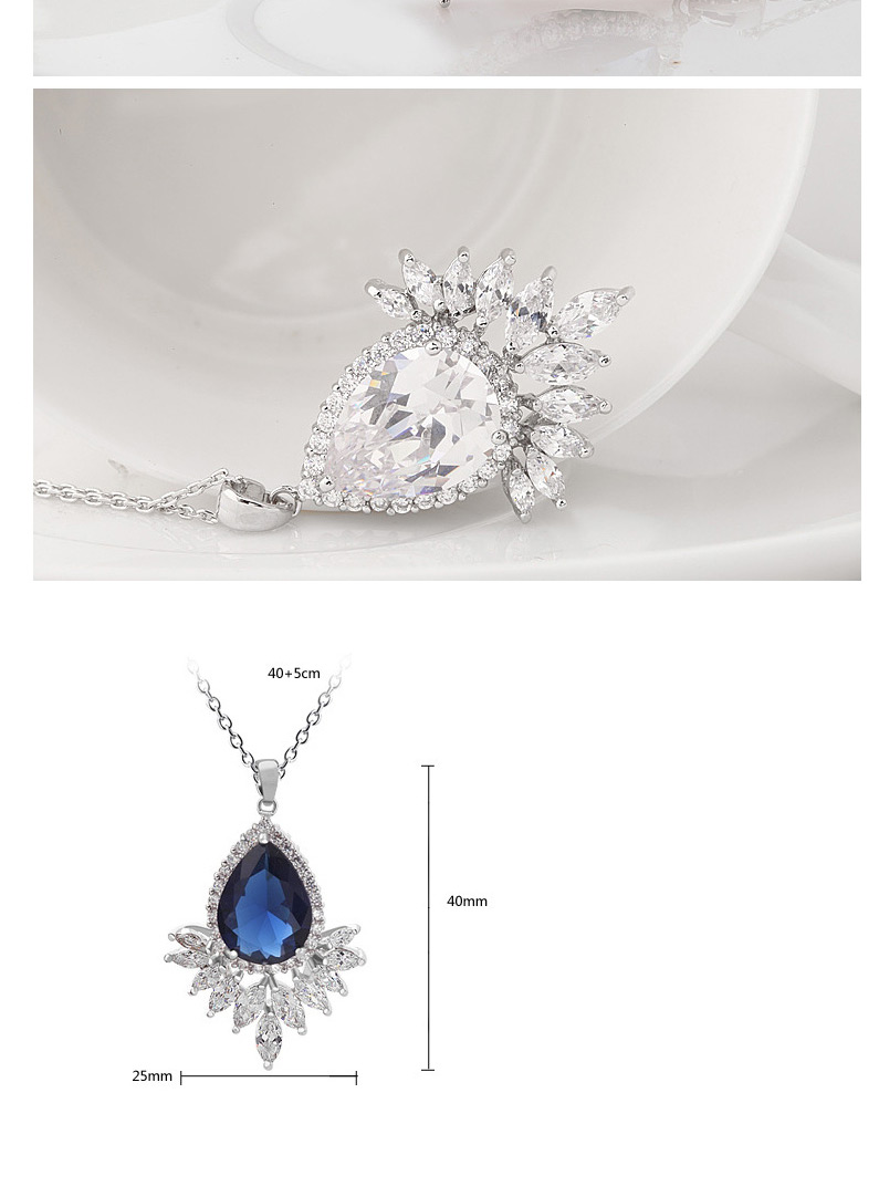 Fashion Blue Oval Shape Diamond Decorated Necklace,Necklaces