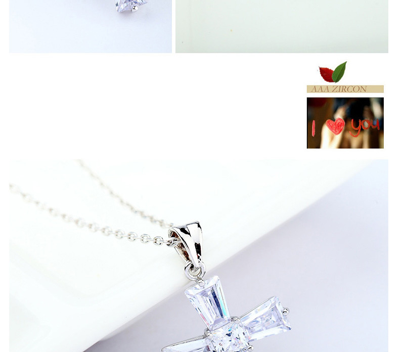 Fashion White Cross Shape Pendant Decorated Necklace,Necklaces