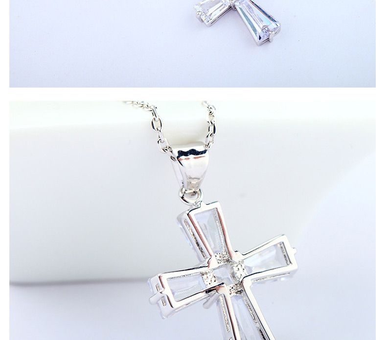 Fashion White Cross Shape Pendant Decorated Necklace,Necklaces