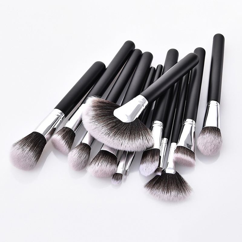 Fashion Black Sector Shape Decorated Cosmetic Brush(12pcs),Beauty tools