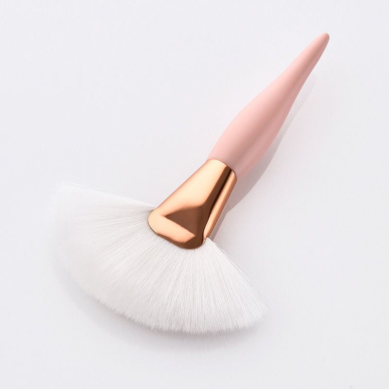 Trendy Pink+white Sector Shape Design Cosmetic Brush(1pc),Beauty tools