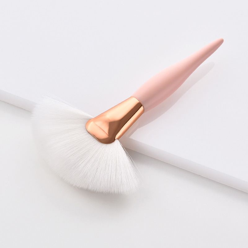 Trendy Pink+white Sector Shape Design Cosmetic Brush(1pc),Beauty tools