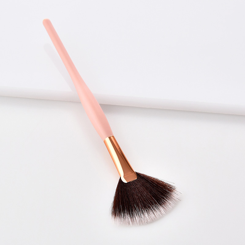 Trendy Pink+black Sector Shape Design Cosmetic Brush(1pc),Beauty tools