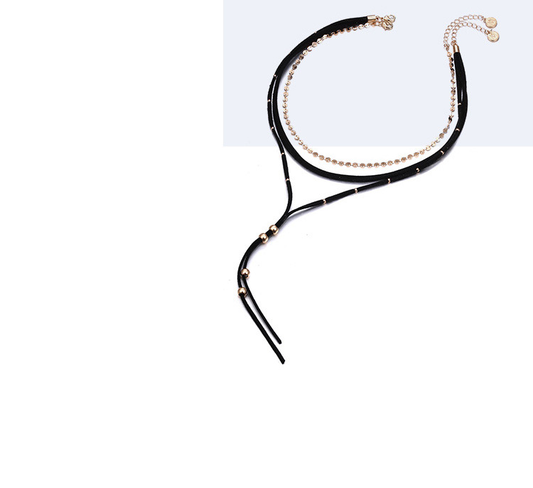 Fashion Black Tassel Decorated Multi-layer Choker,Multi Strand Necklaces