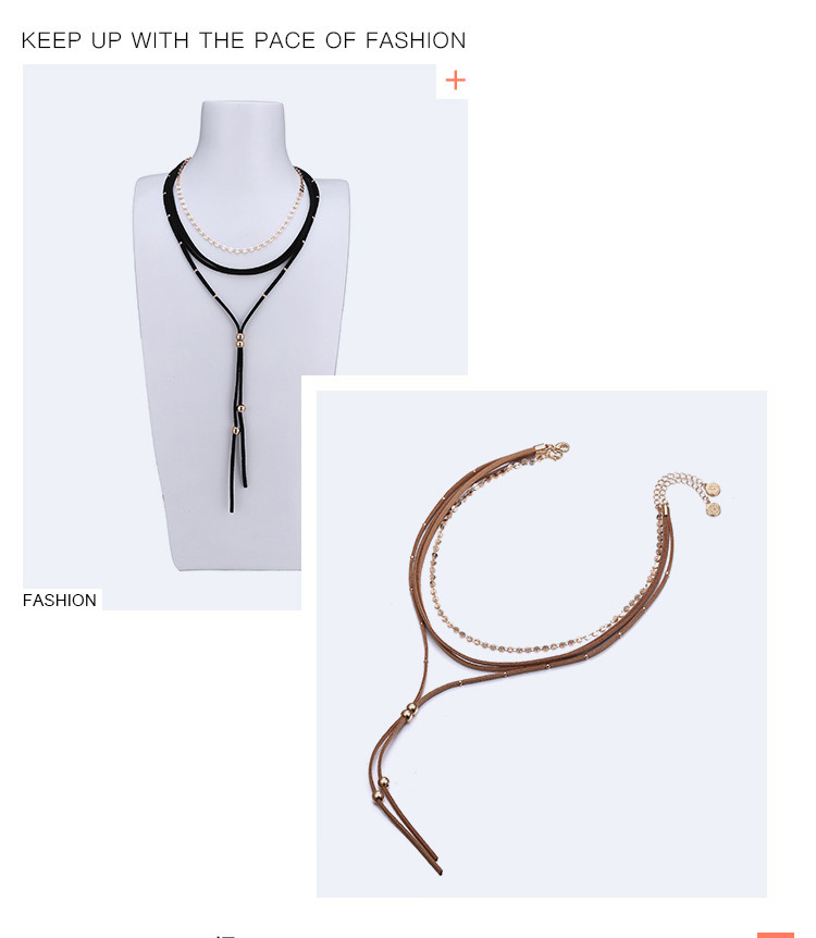 Fashion Black Tassel Decorated Multi-layer Choker,Multi Strand Necklaces