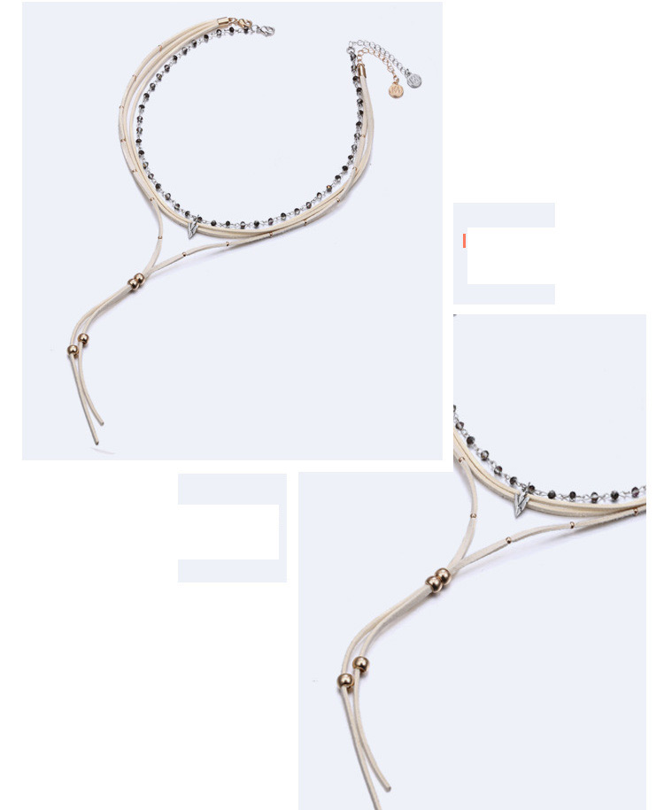 Fashion Coffee Tassel Decorated Multi-layer Choker,Multi Strand Necklaces