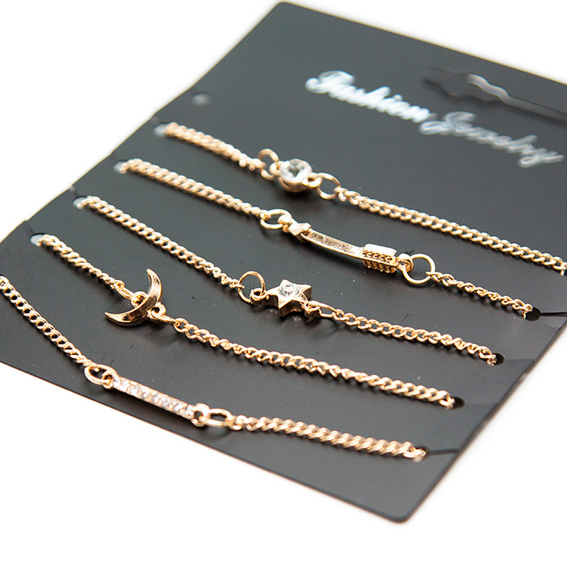 Fashion Gold Color Stars&diamond Decorated Bracelet(5pcs),Fashion Bracelets