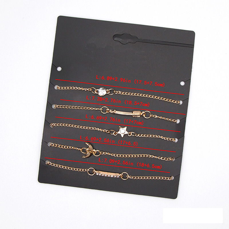 Fashion Gold Color Stars&diamond Decorated Bracelet(5pcs),Fashion Bracelets