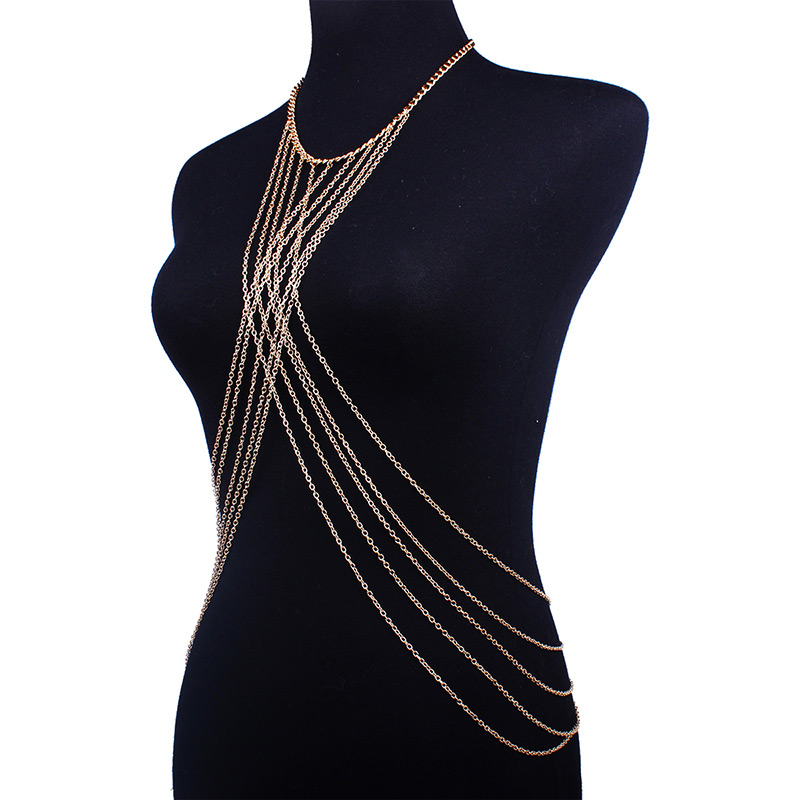 Fashion Gold Color Pure Color Design Multi-layer Body Chain,Body Piercing Jewelry
