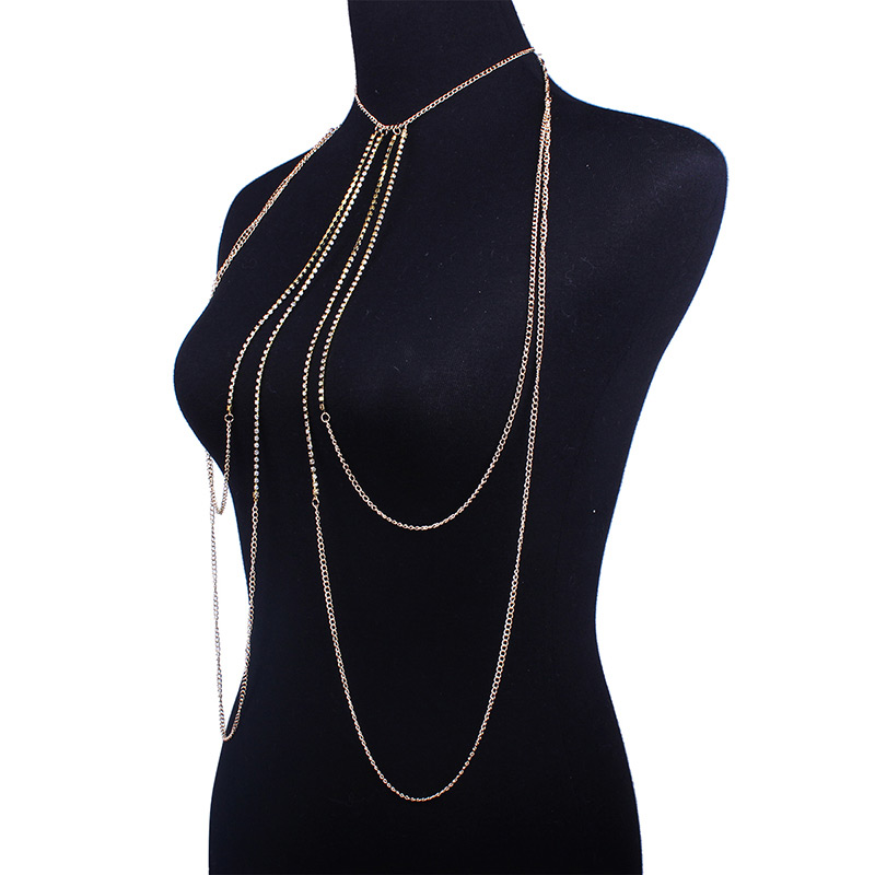 Fashion Gold Color Pure Color Design Multi-layer Body Chain,Body Chain