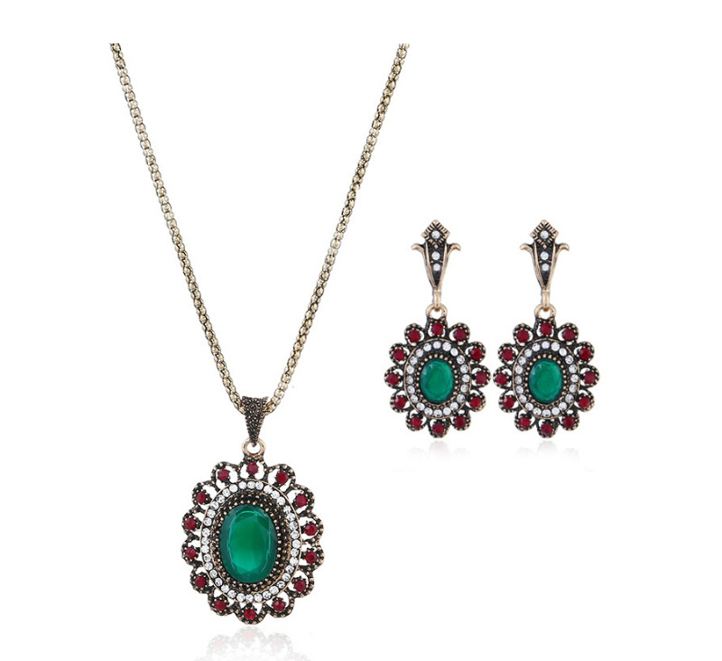 Fashion Green Flower Shape Decorated Jewelry Set,Jewelry Sets