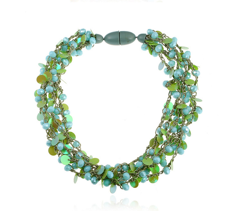 Fashion Green Pure Color Decorated Necklace,Multi Strand Necklaces