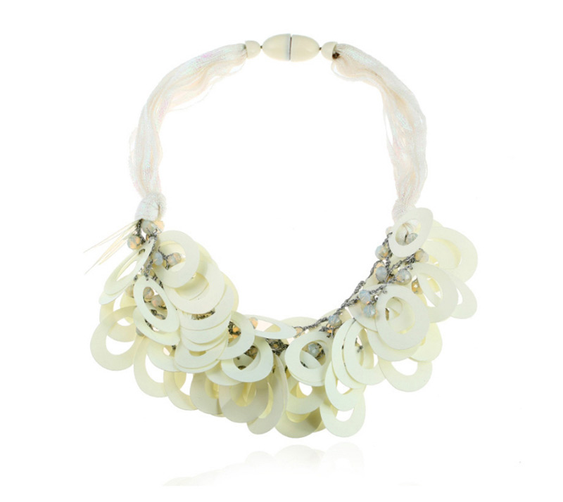 Fashion White Pure Color Decorated Necklace,Multi Strand Necklaces