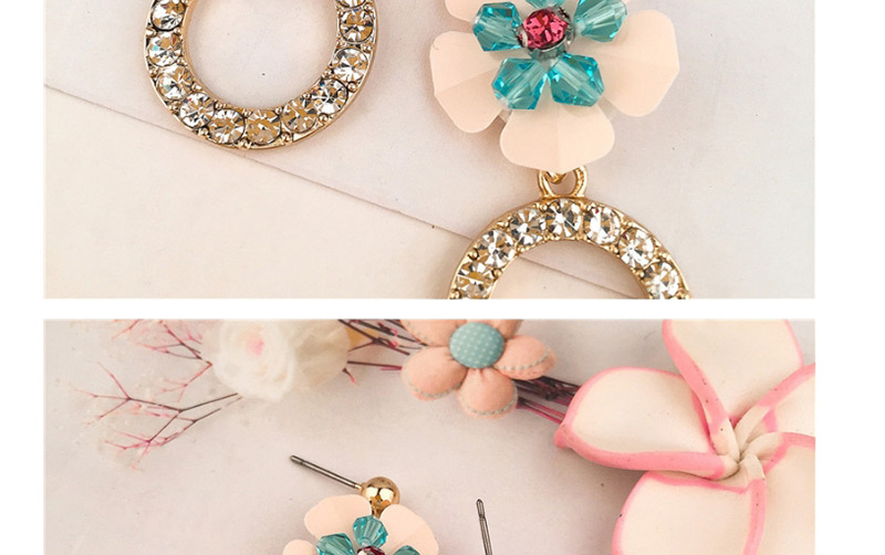 Fashion Pink Flower Shape Decorated Earrings,Drop Earrings