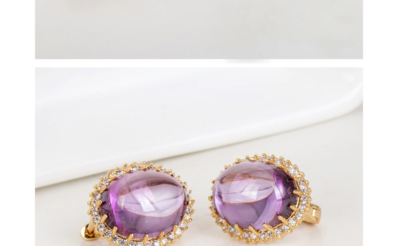 Fashion Purple Round Shape Decorated Earrings,Earrings