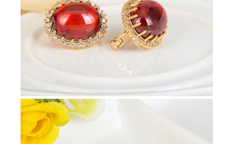 Fashion Red Round Shape Decorated Earrings,Earrings