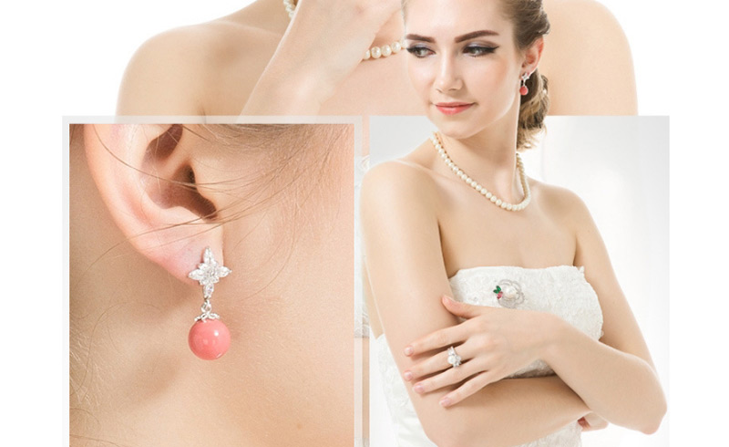 Fashion Pink Ball Shape Decorated Earrings,Earrings