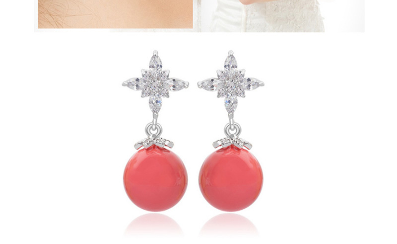 Fashion Pink Ball Shape Decorated Earrings,Earrings