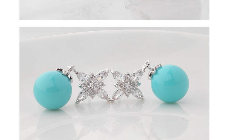 Fashion Blue Ball Shape Decorated Earrings,Earrings