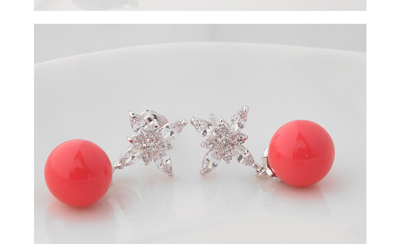 Fashion Red Ball Shape Decorated Earrings,Earrings