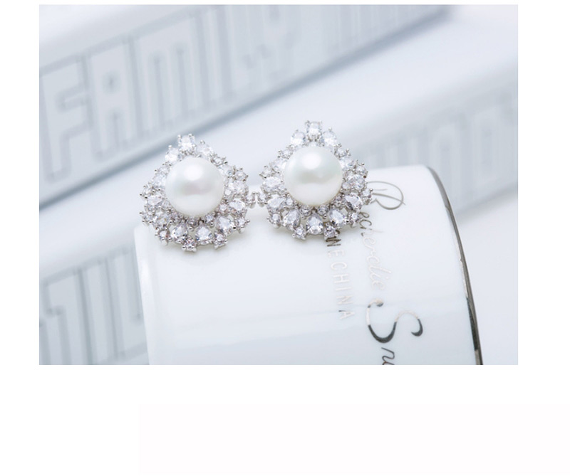 Fashion Silver Color Pearl Decorated Earrings,Earrings