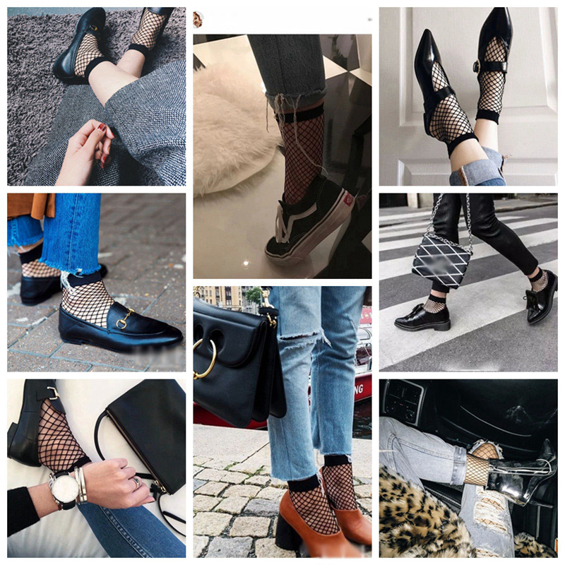 Fashion Black Square Shape Decorated Socks,Tattoo Stockings