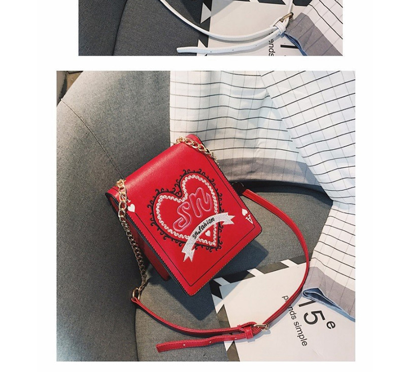 Fashion White Heart Pattern Decorated Shoulder Bag,Messenger bags