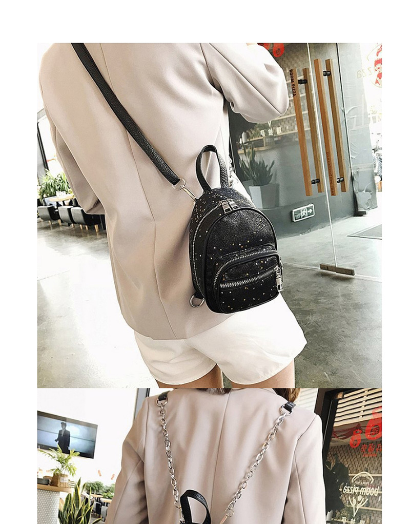 Fashion Silver Color Zipper Decorated Backpack,Backpack