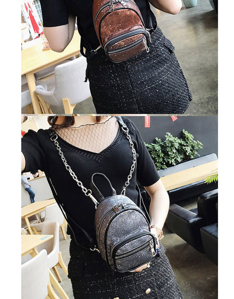 Fashion Coffee Zipper Decorated Backpack,Backpack