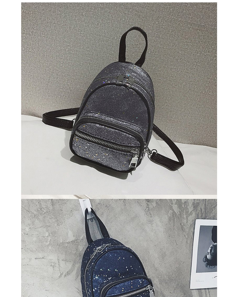Fashion Blue Zipper Decorated Backpack,Backpack