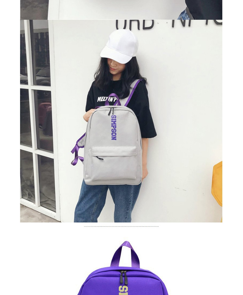 Fashion Gray Letter Shape Decorated Backpack,Backpack