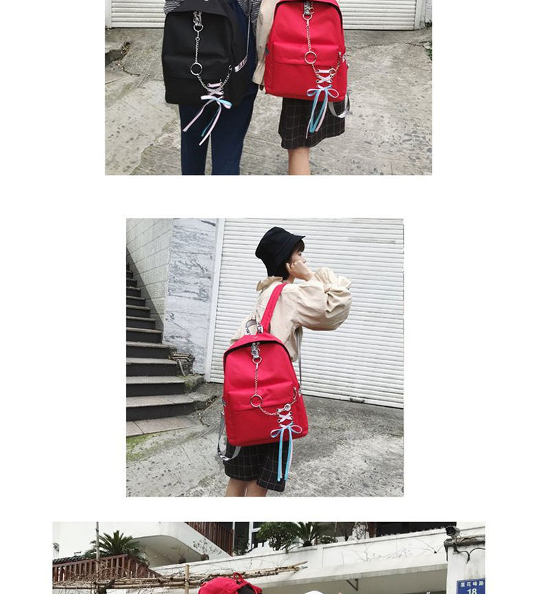 Fashion Red+white Circular Ring Decorated Backpack,Backpack