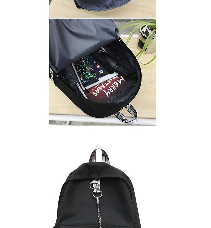 Fashion Black Circular Ring Decorated Backpack,Backpack