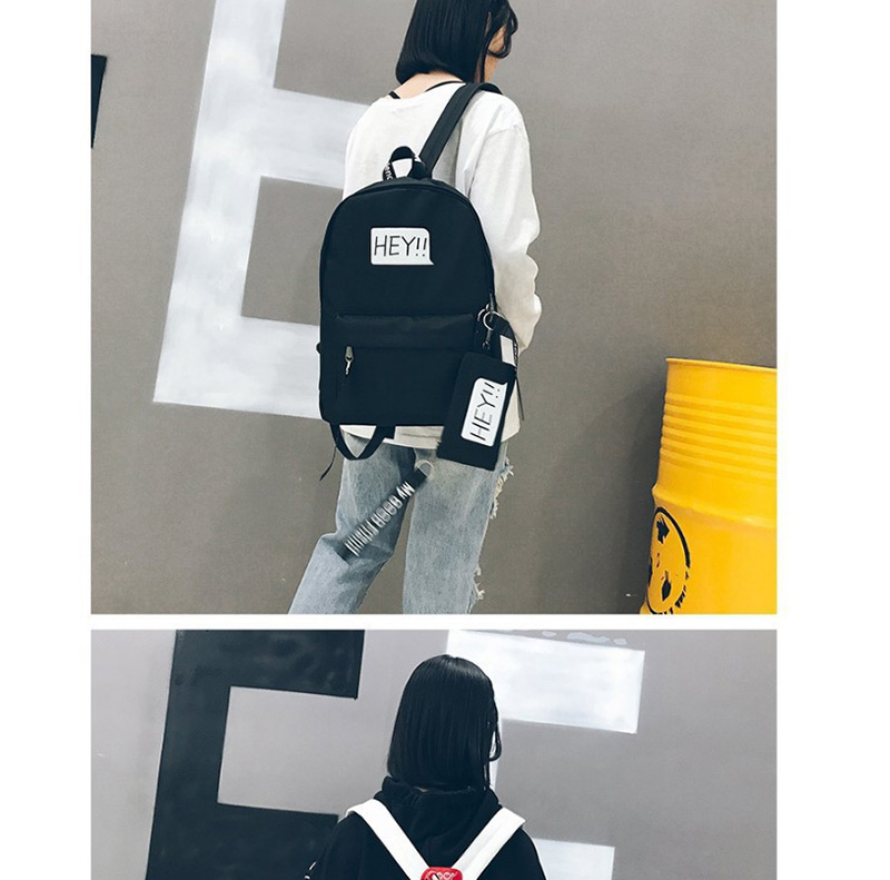 Fashion Black Letter Pattern Decorated Backpack (2 Pcs ),Backpack