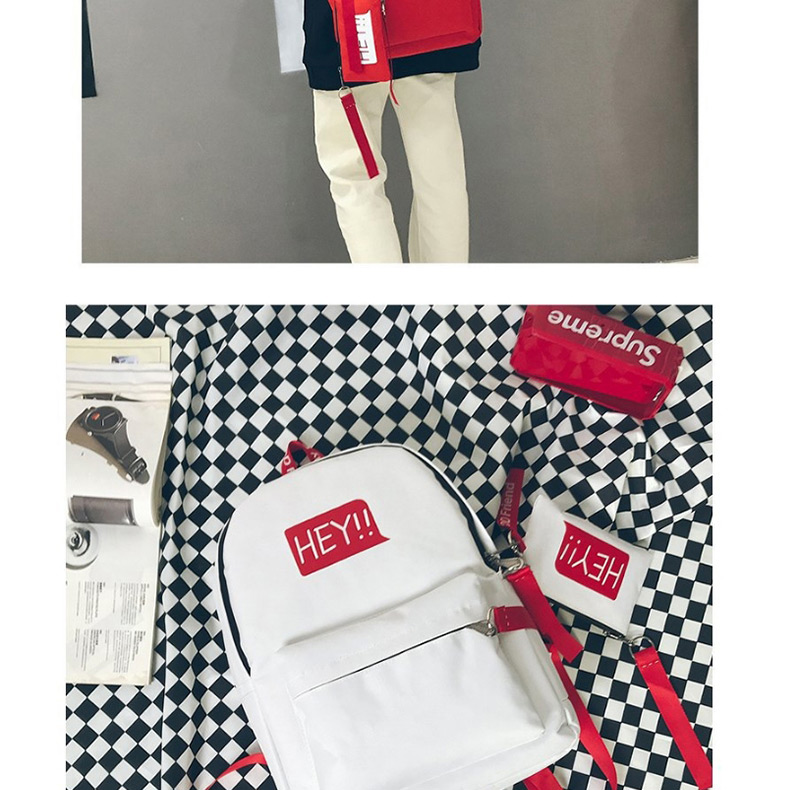 Fashion White Letter Pattern Decorated Backpack (2 Pcs ),Backpack