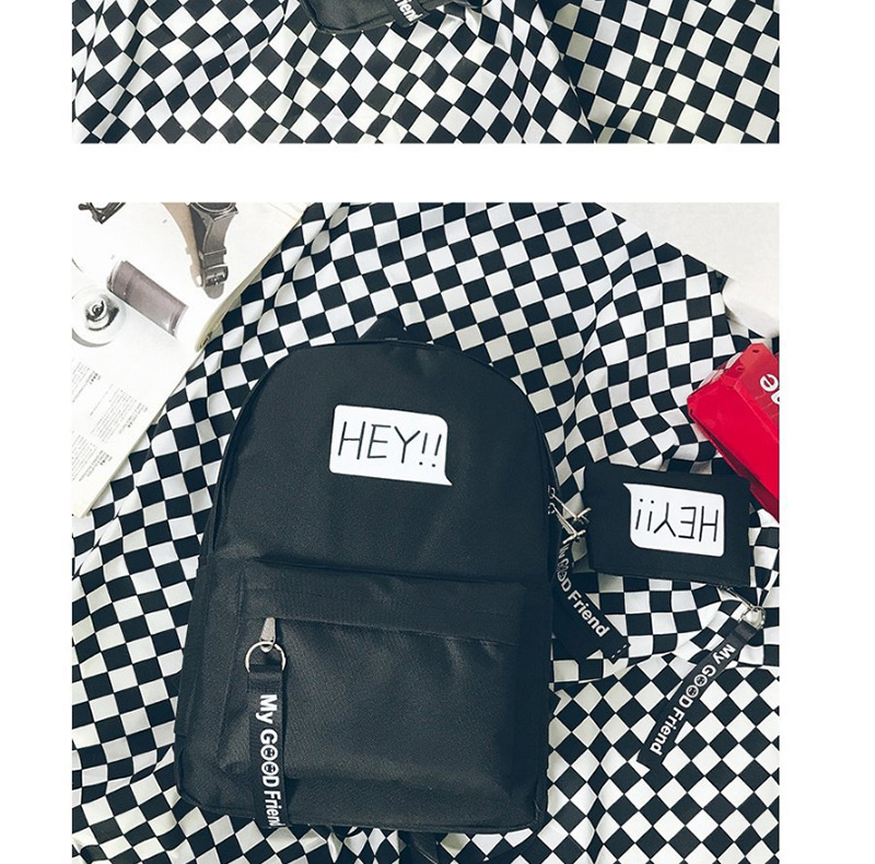 Fashion White Letter Pattern Decorated Backpack (2 Pcs ),Backpack