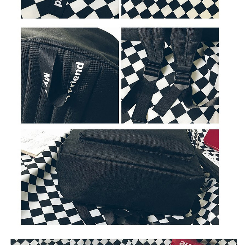 Fashion Black Letter Pattern Decorated Backpack (2 Pcs ),Backpack