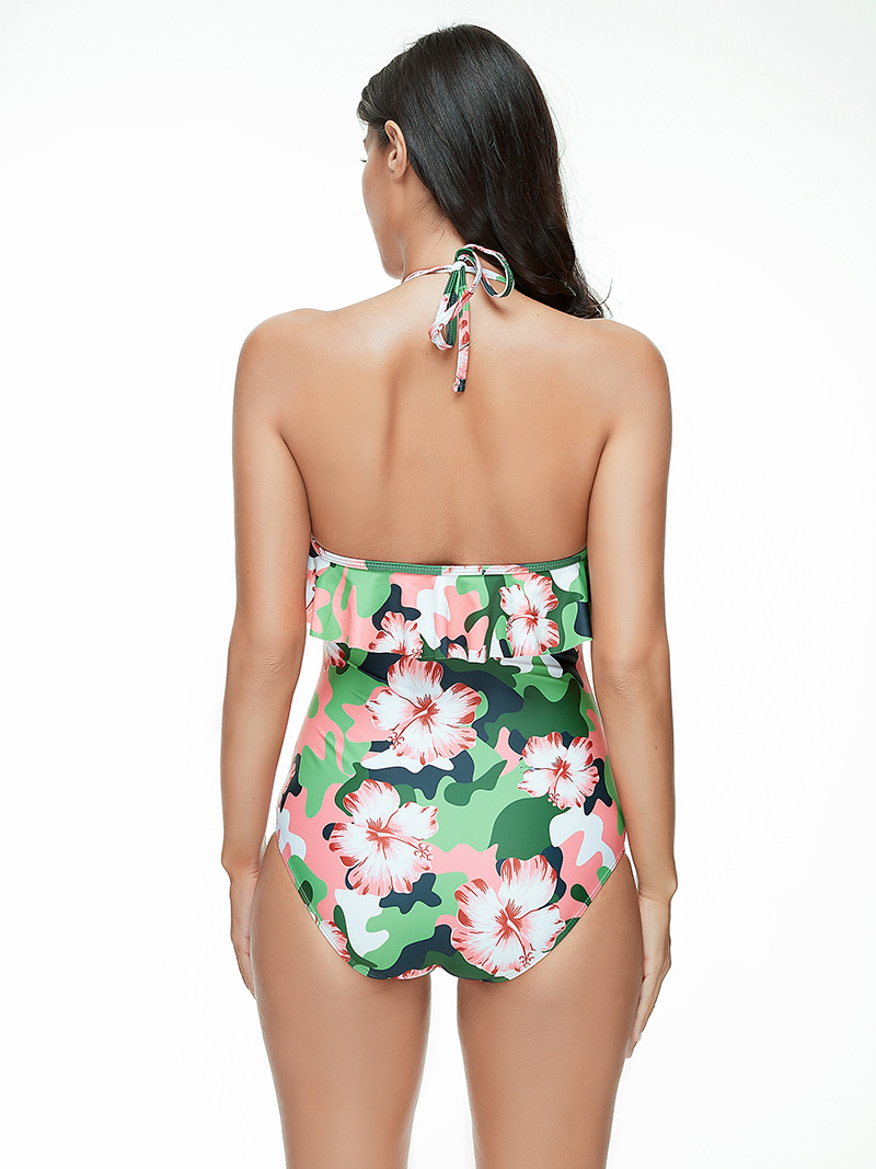 Sexy Multi-color Flowers Pattern Design Off-the-shoulder Swimsuit,One Pieces