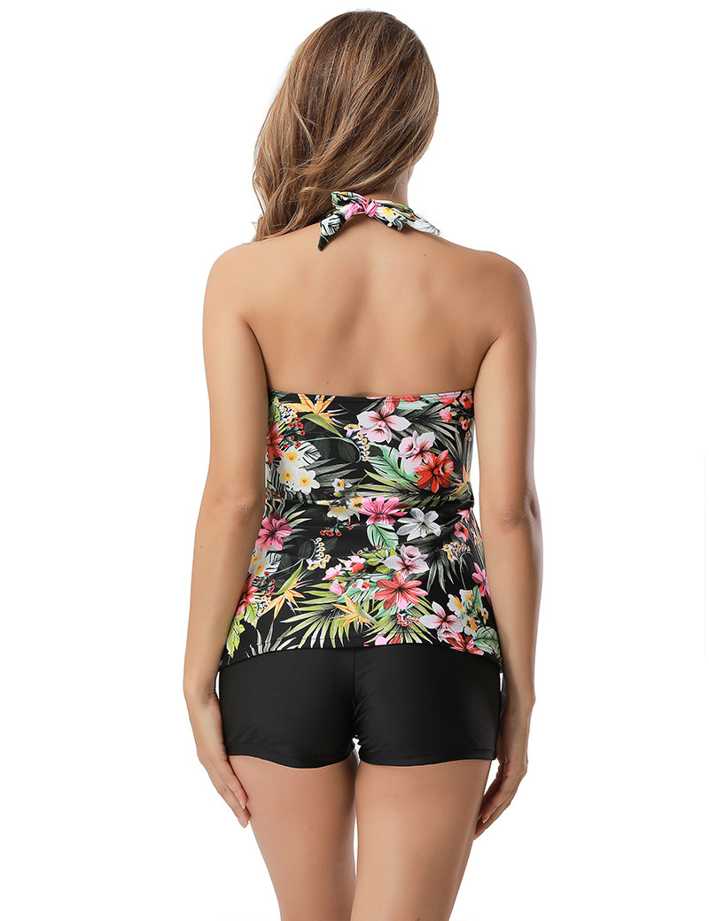 Sexy Black Leaf&flowers Pattern Decorated Larger Size Swimsuit,Swimwear Sets