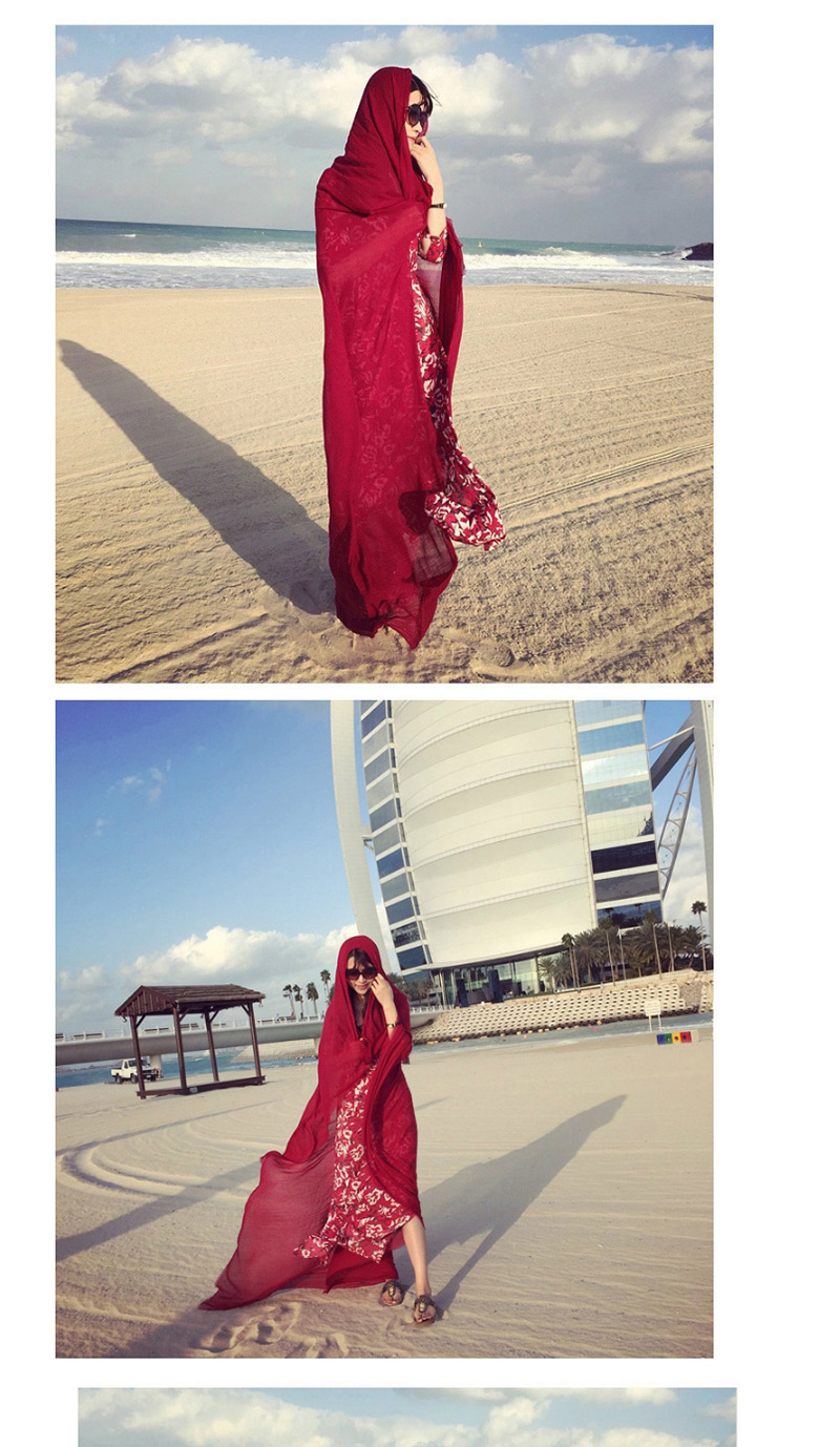Fashion Plum Red Tassel Decorated Pure Color Scarf(with Bag),Thin Scaves