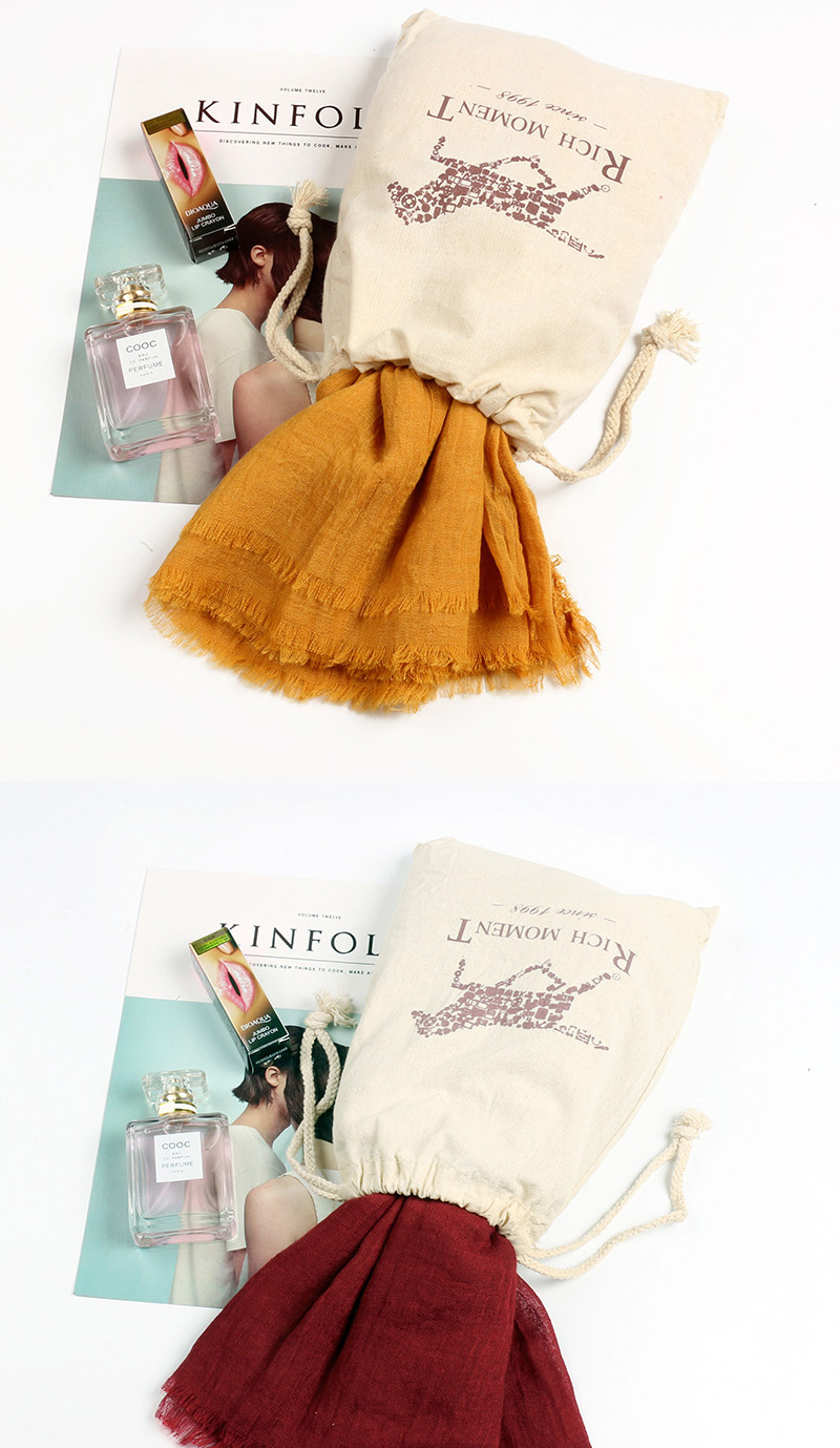 Fashion Pink Tassel Decorated Pure Color Scarf(with Bag),Thin Scaves